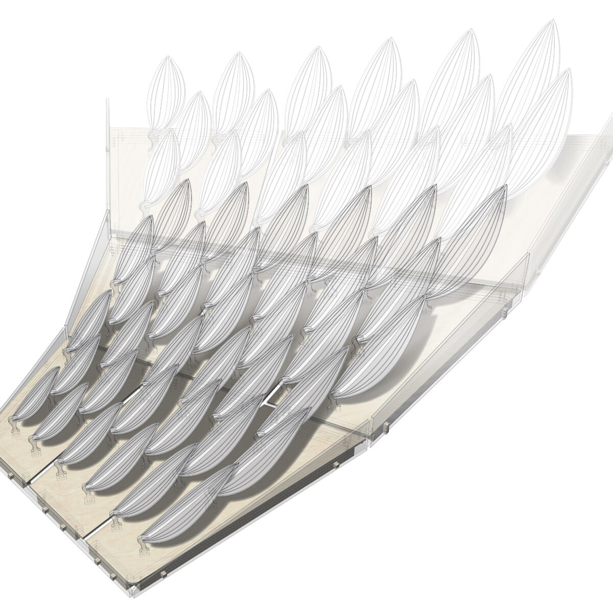 The Flying Leaves, 3D diagram showing the result of the parametric model ©Mamou-Mani